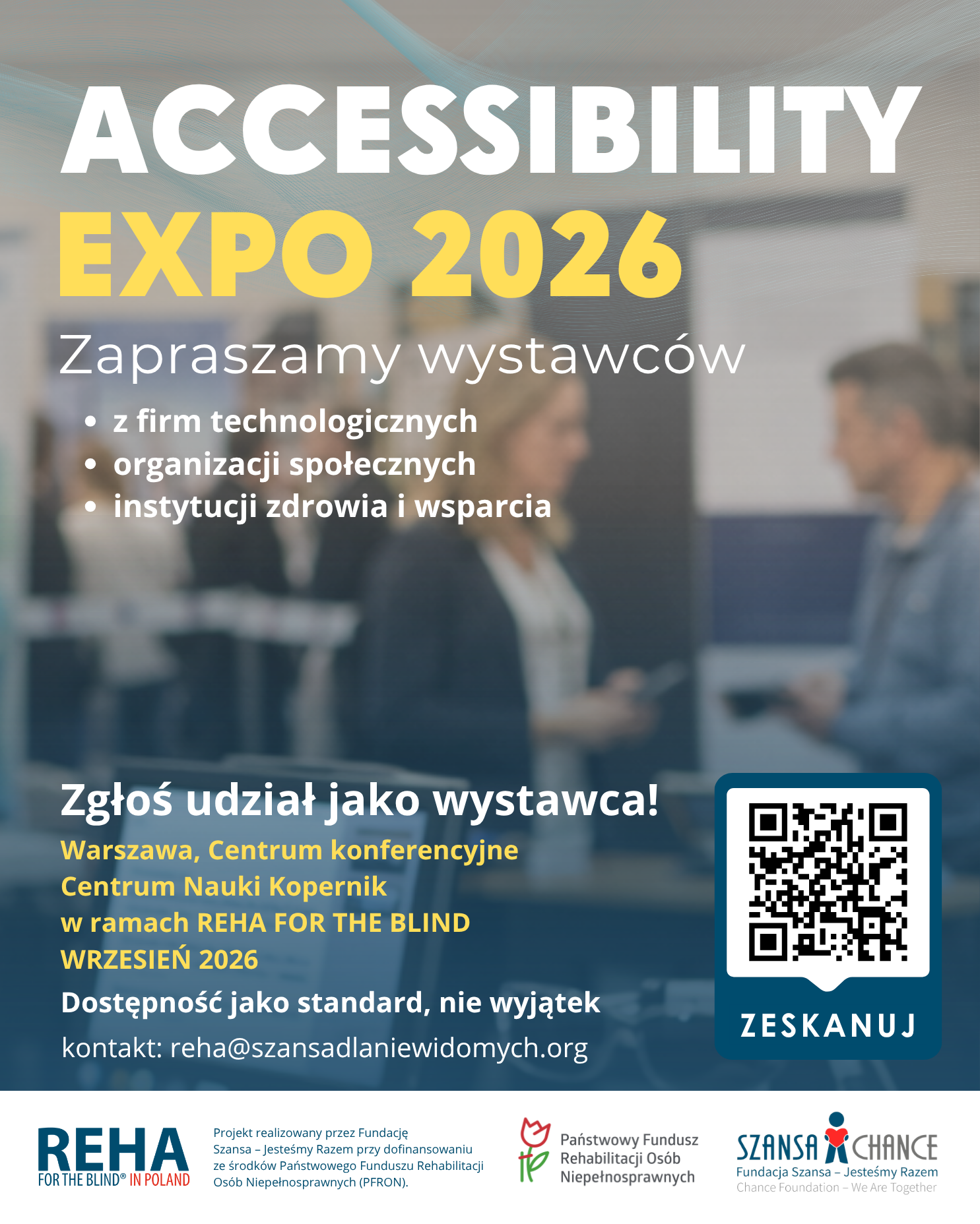 plakat Accessibility EXPO 2026 z QR kodem