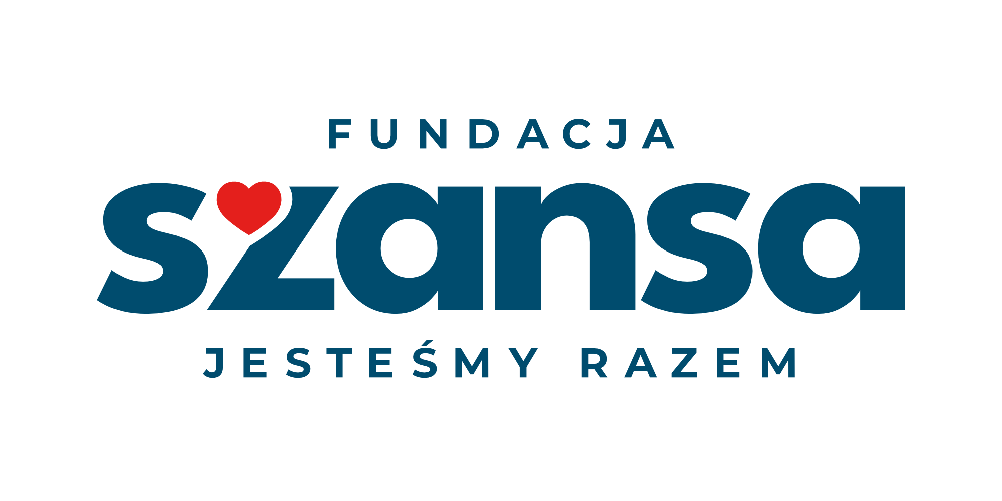 logo Fundacji Szansa - Jesteśmy Razem (napis z czerwonym sercem wkomponowanym w literę "z" w słowie Szansa)