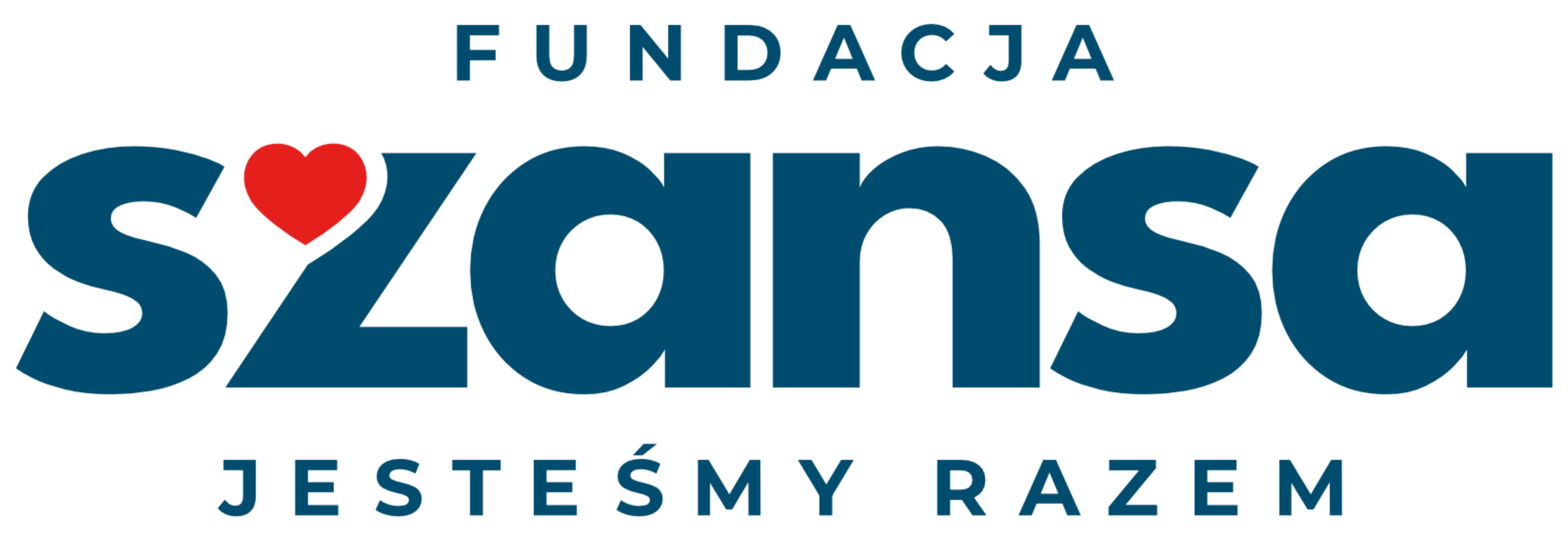 logo Fundacji Szansa - Jesteśmy Razem (napis z czerwonym sercem wkomponowanym w literę "z" w słowie Szansa)
